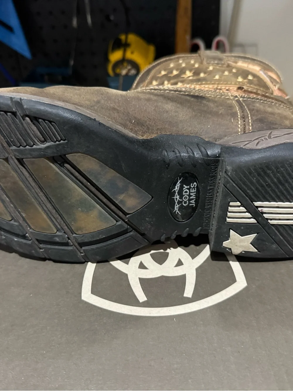 Ariat Brown Western Work Boots with Star Accent